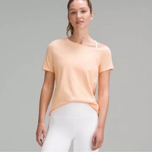 lululemon Off-The-Shoulder Cotton T-Shirt Peach Bellini M LW3IGHS PCHB New